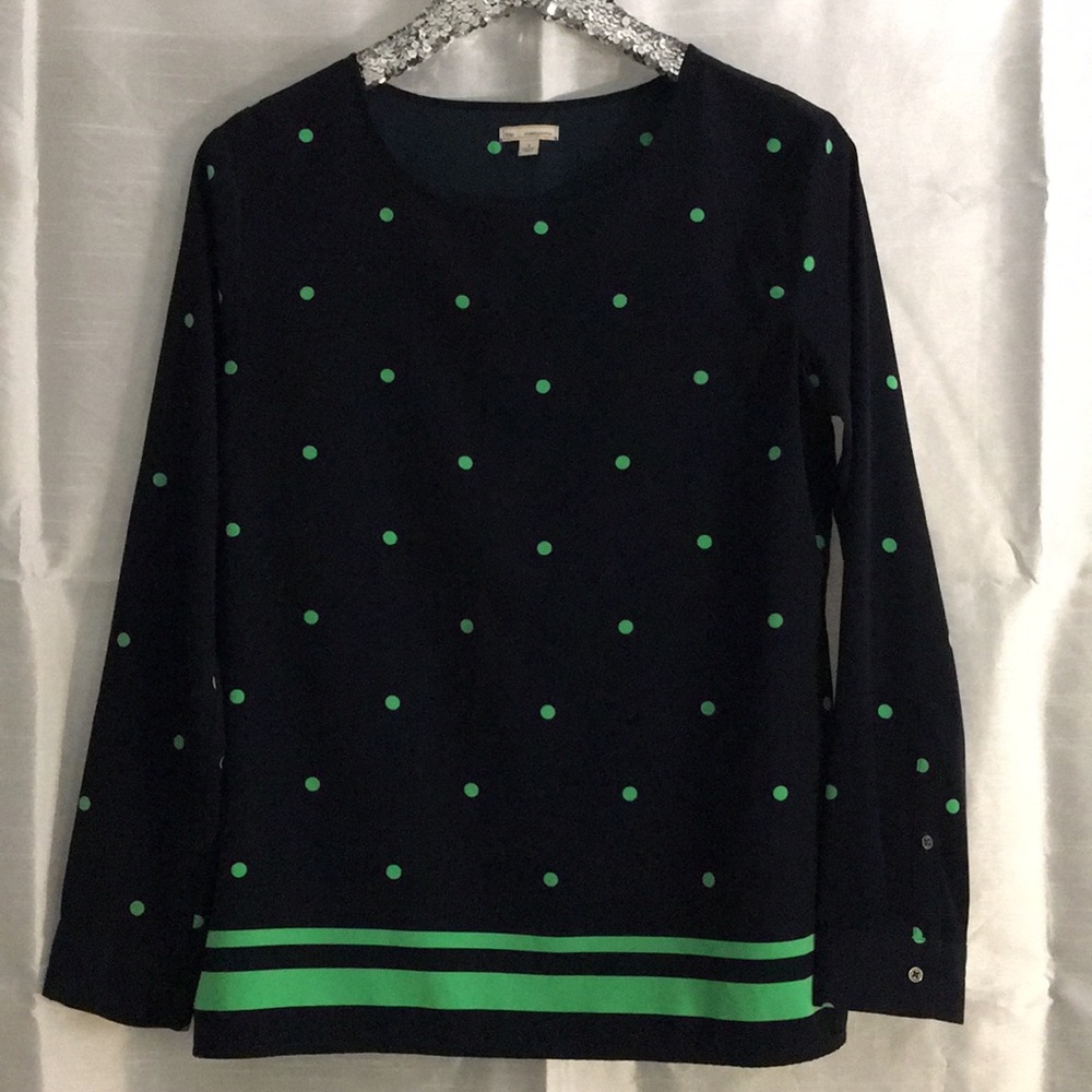 Gap Dark Navy with Lime Green Polka Dot Shirt